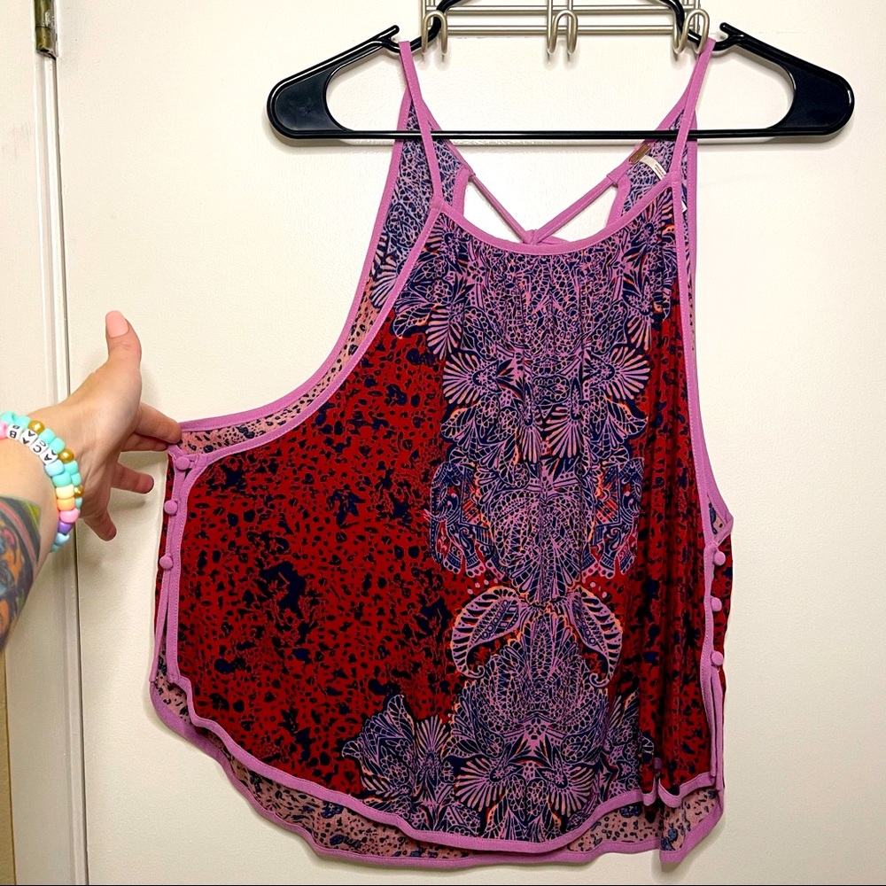 Free People ✌🏻 Pink/Purple Paisley Sleeveless Top